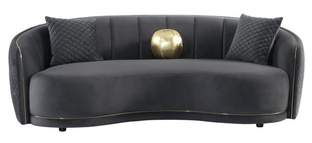 Coaster® Brookside 2-Piece Dark Gray Velvet Upholstered Curved Living Room Set-2