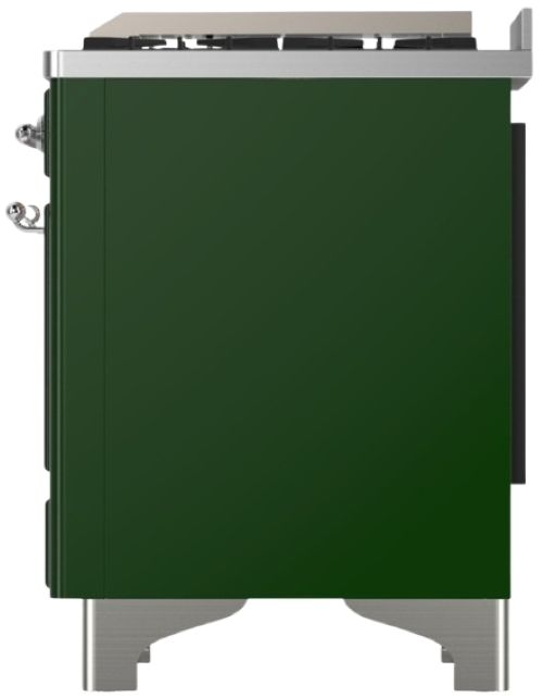 Ilve® Majestic III 48" Emerald Green Pro Style Dual Fuel Natural Gas Range with Solid Door and Chrome Trim-3
