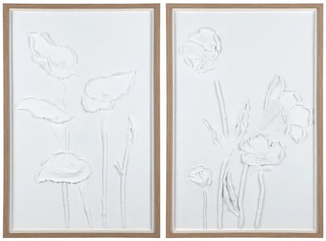 Crestview Collection Sculpted Botanicals 2-Piece White Wall Art Set-0