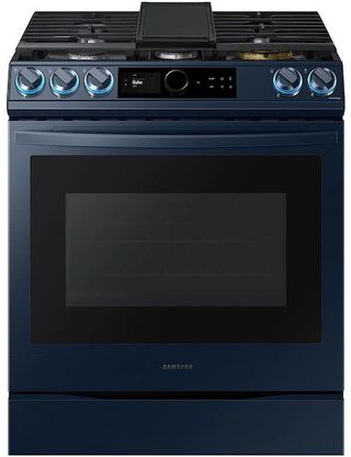 Samsung BESPOKE 30" Fingerprint Resistant Navy Steel Slide-In Gas Range