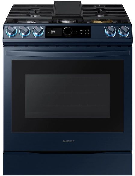 Samsung BESPOKE 30" Fingerprint Resistant Navy Steel Slide-In Gas Range-0