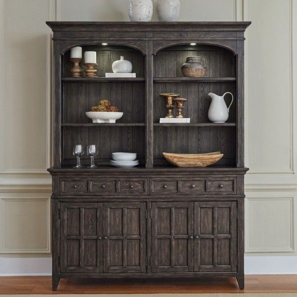 Liberty Furniture Paradise Valley Saddle Brown Hutch and Buffet-1