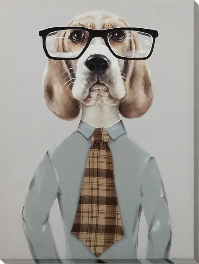 Classy Living Contemplative Professor Beagle Chic Wall Art-0