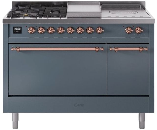 Ilve® Nostalgie II Series 48" Blue Grey Pro Style Dual Fuel Range-0