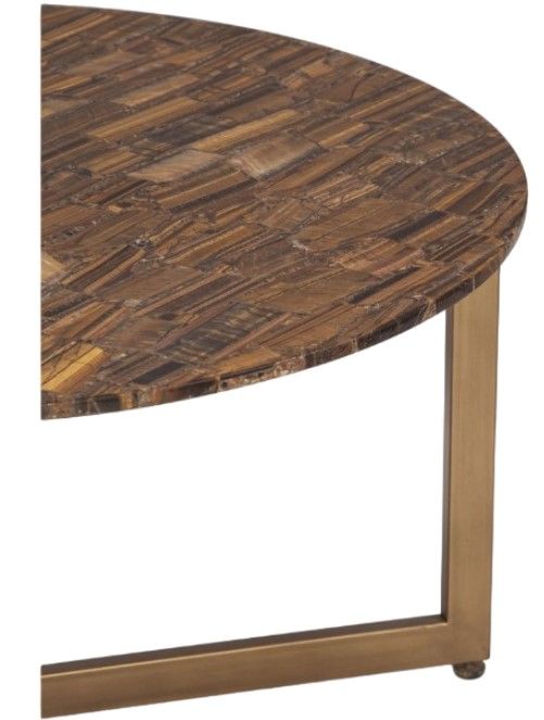 Home Trends & Design Calico Tiger Eye Coffee Table with Iron Base-3
