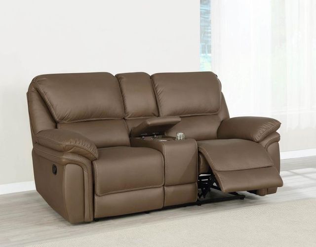 Coaster® Breton Mocha Brown Reclining Upholstered Tufted Back Motion Loveseat-4
