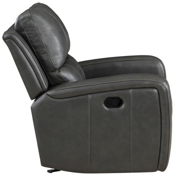 New Classic® Home Furnishings Linton Dark Gray Leather Manual Glider Recliner-2