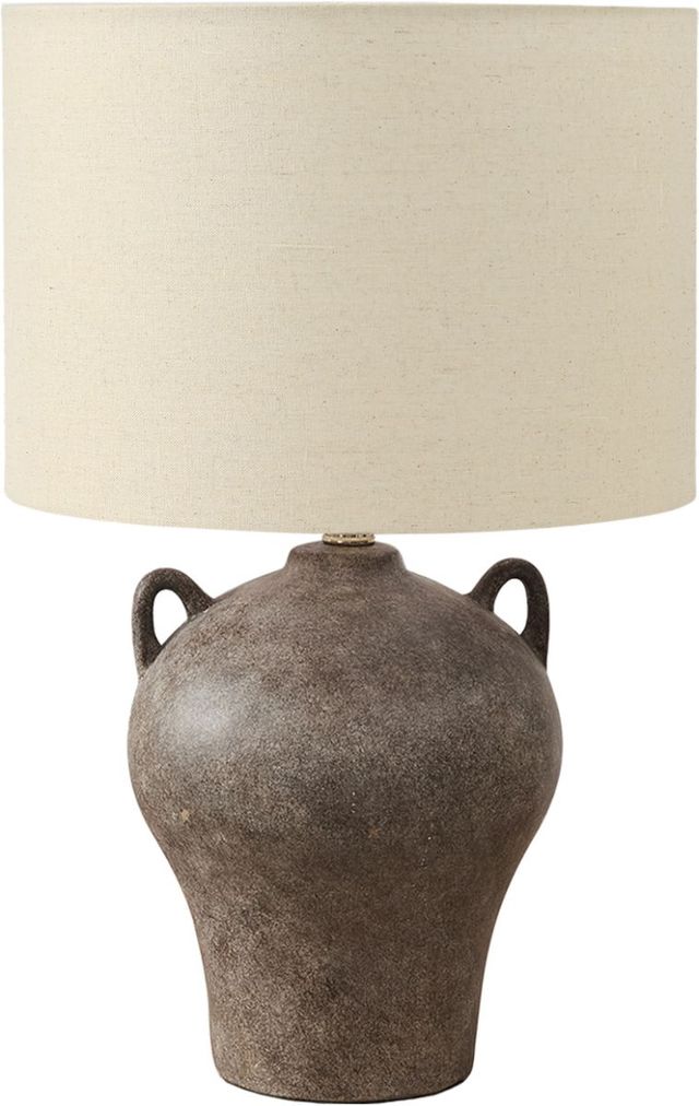 Monarch Specialties Inc. Brown Ceramic Table Lamp with Beige Shade-0