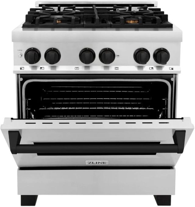 ZLINE Autograph Edition Legacy 30" Stainless Steel Pro Style Dual Fuel Range with Matte Black Accents-2
