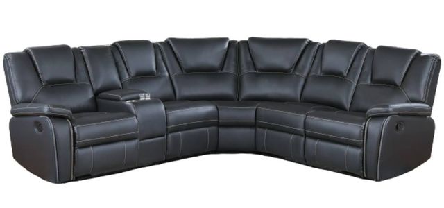 Milton Greens Stars 7-Piece Black Leather Modular Power Recliner Sectional-0