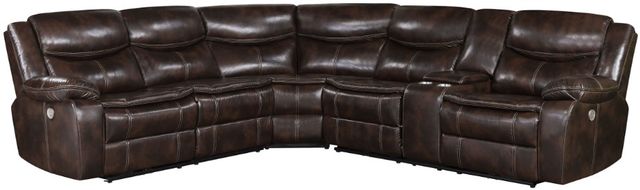 Coaster® Sycamore Dark Brown Upholstered Power Reclining Sectional Sofa-1