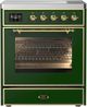 Ilve® Majestic III 30" Emerald Green Pro Style Induction Range with Triple Glass Door and Brass Trim-0