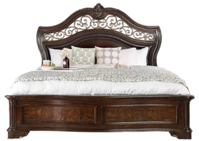 Furniture of America® Menodora 4-Piece Brown Cherry Queen Bedroom Set-1