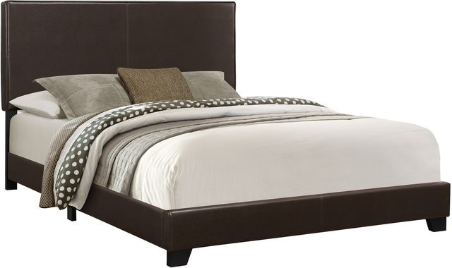 Monarch Specialties Inc. Dark Brown Faux Leather Queen Bed-0