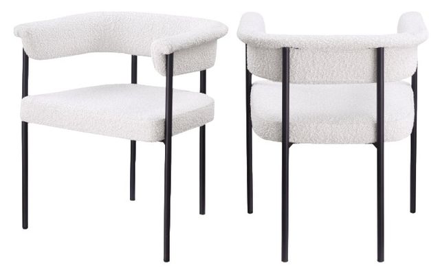Meridian Furniture Malin Cream Boucle Upholstered Dining Arm Chair-3