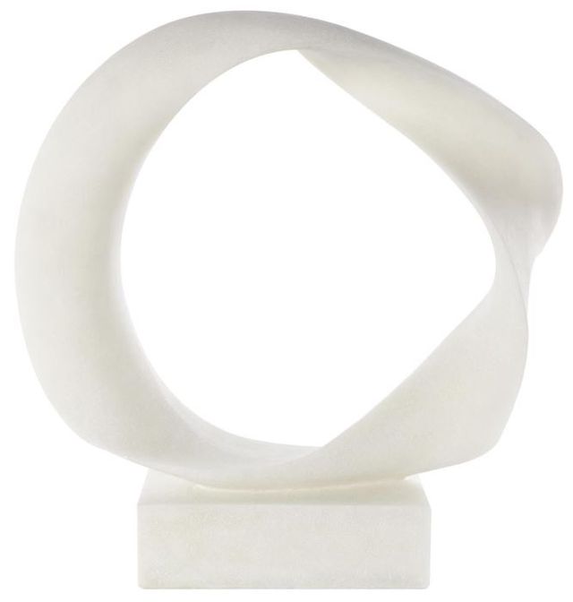 Deco Marche White Polystone Open Wave Sculpture with Elevated Base-1