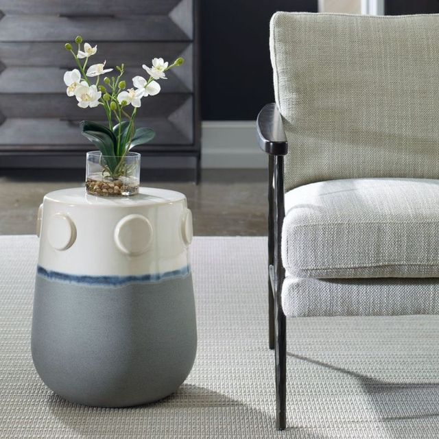 Uttermost® Mulvane Blue Gray/Off-White Ceramic Outdoor Garden Stool-1