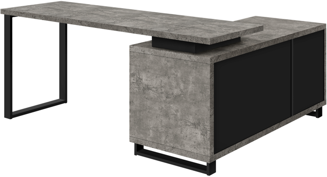 Monarch Specialties Inc. Black/Grey Concrete L Shaped Computer Desk-1