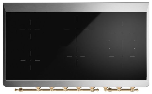 Ilve® Majestic III 48" Custom Pro Style Induction Range with Solid Door and Brass Trim-2