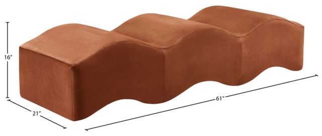 Meridian Furniture Wave Cognac Upholstered Bench-2