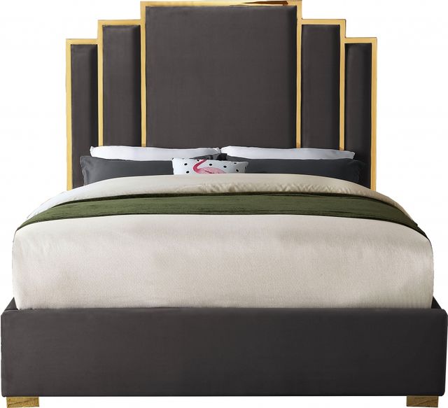 Meridian Furniture Hugo Grey Velvet King Bed-1