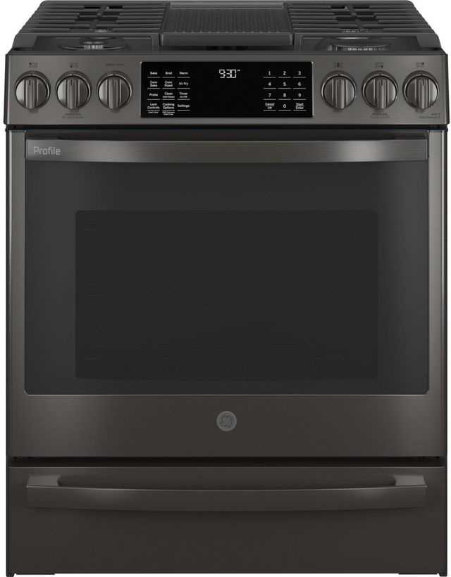 GE Profile™ 30" Fingerprint Resistant Black Stainless Steel Slide In Gas Range
