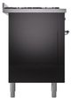 Ilve® Nostalgie II Noblesse 60'' Glossy Black Pro Style Dual Fuel Range with Chrome Trim-2