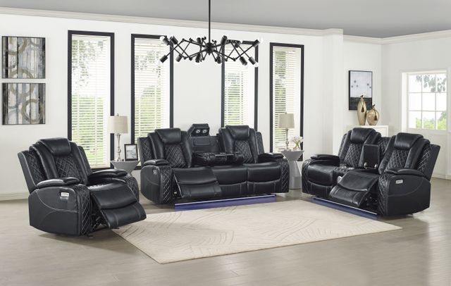 New Classic® Home Furnishings Orion Black Sofaand Loveseat Set-0