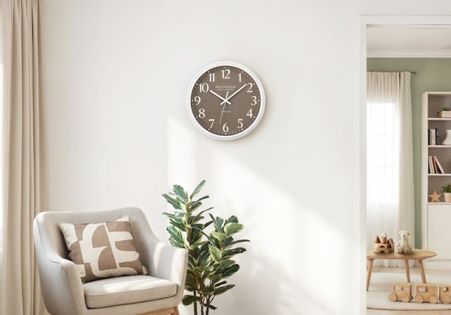 Monarch Specialties Inc. Dark Bronze 12" Wall Clock with White Numbers-1