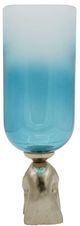 A & B Home Blue/Gold/White Glisten Glass and Aluminum Vase-3