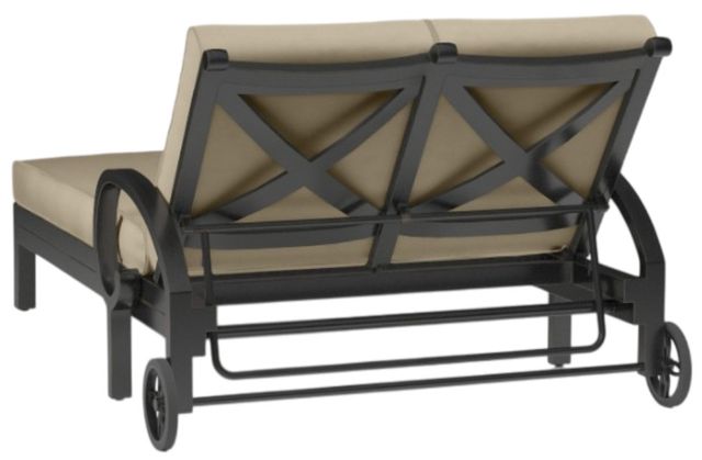 Sunset West Monterey Old World Copper Aluminum Outdoor Double Chaise with Linen Stone Cushion-2