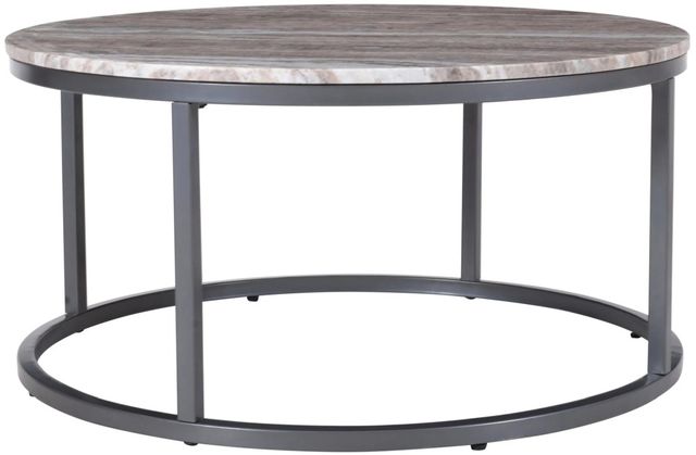 Jofran Inc. Wynn Beige Marble Round Cocktail Table with Gunmetal Base-0