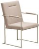 Michael Amini® Marin Brushed Stainless Steel/Greige Dining Arm Chair-0