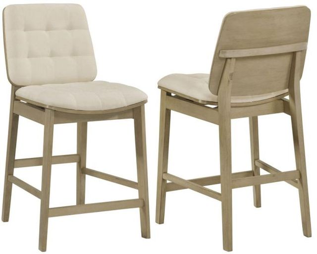 Coaster® Redbridge 2-Piece Cream/Natural Oak Upholstered Counter Stool Set-0