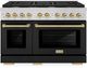 ZLINE Autograph Edition Paramount 48" Stainless Steel Pro Style Dual Fuel Range with Black Matte Door and Champagne Bronze Accents-0