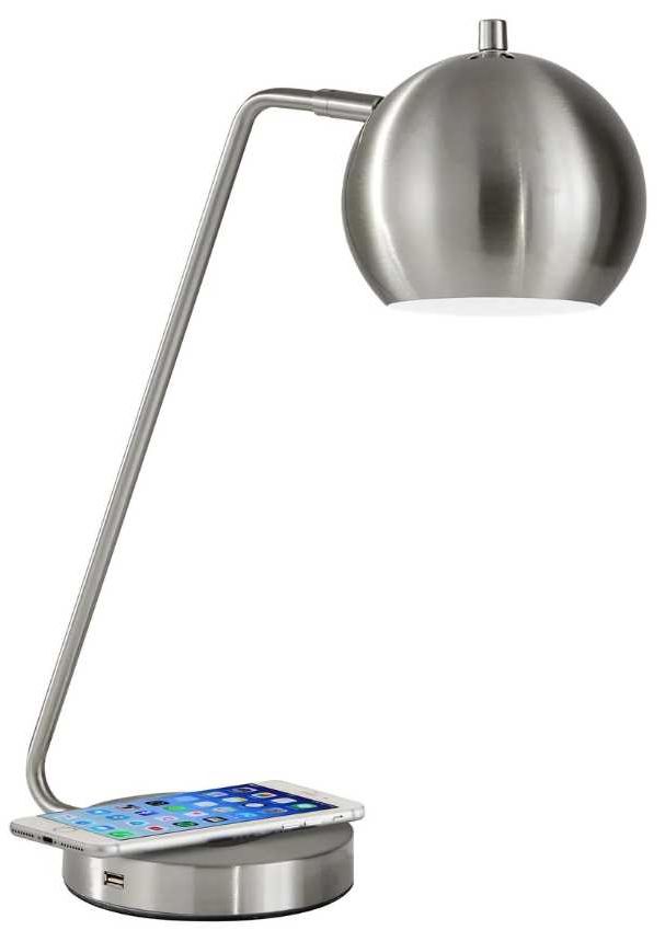 Adesso® Emerson Brushed Steel AdessoCharge Table Lamp-0