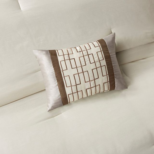 Olliix by Madison Park Genevieve 7 Pieces Brown and Taupe Queen Comforter Set-2