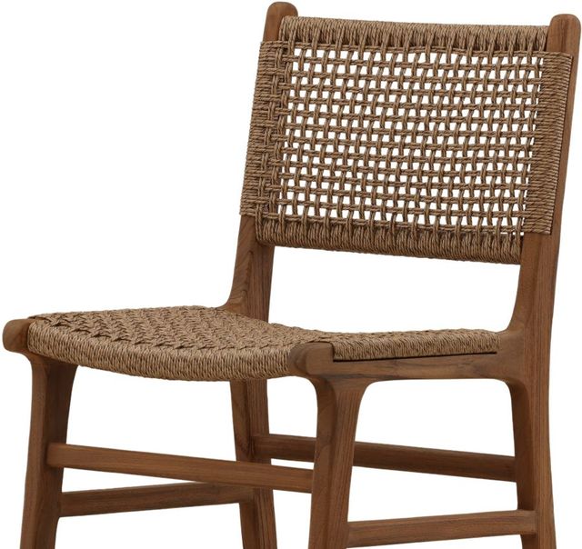 Dovetail Furniture Dallas Light Brown Wood Outdoor Dining Armless Chair-4