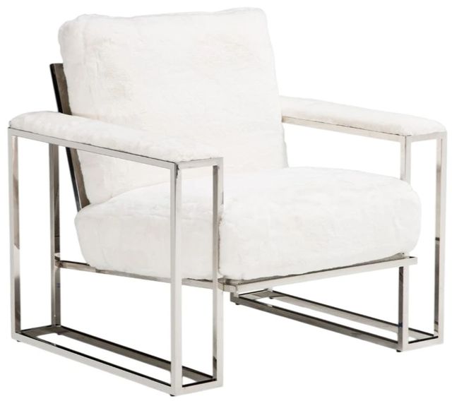 Michael Amini® Trance™ Astro Stainless Steel/White Chair-0