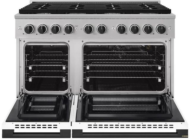 ZLINE Marino 48" Stainless Steel Pro Style Gas Range with White Matte Door and Matte Black Accents-1