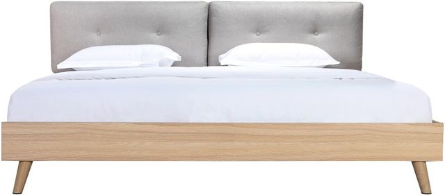 Mazin Furniture Fletcher Beige/Natural Faux King Upholstered Platform Bed-1
