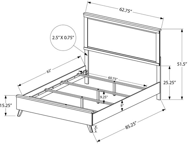 Monarch Specialties Inc. Light Oak/Rustic Oak Queen Panel Bed-2