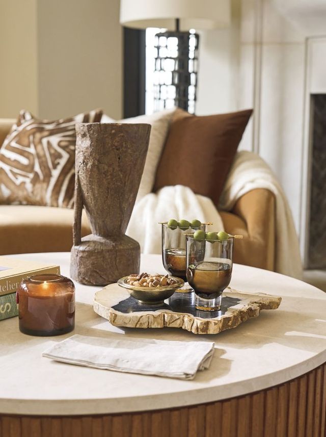 Lexington Home La Costa Avenida Brown Cocktail Table with Satin Gold Base-2