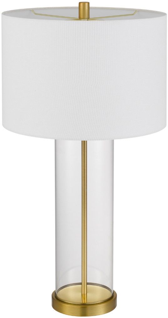 Cal® Lighting & Accessories Column Style 2-Piece Antique Brass Table Lamp Set-2