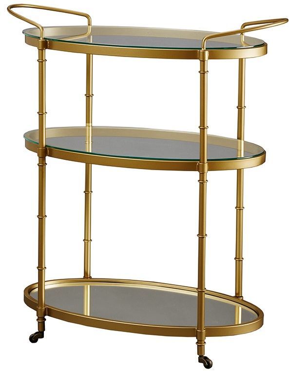 Olliix by Madison Park Signature Antique Gold Lauren Bar Cart-1