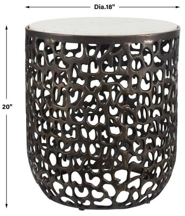 Uttermost® Sabena White Marble Top Indoor-Outdoor Side Table with Golden Dark Bronze Aluminum Base-2