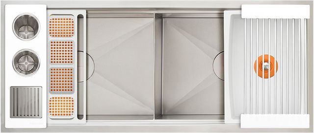 The Galley® Designer White Resin / Resin+ Ideal Double Bowl WashStation™ 4D with Four Tool Wash Kit-0