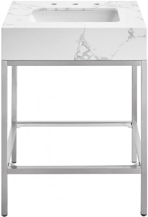 Meridian Furniture Marmo White/Brushed Chrome 24" Bathroom Vanity-2