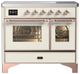 Ilve® Majestic III 40" Antique White Pro Style Induction Range with Triple Glass Door and Copper Trim-0