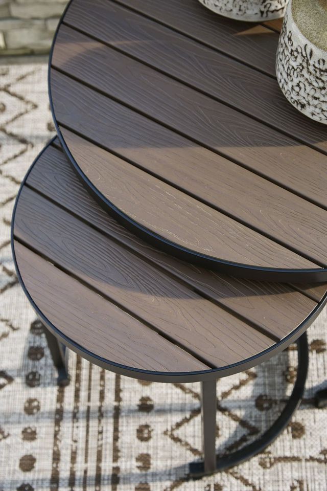 Signature Design by Ashley® Ayla 2-Pieces Brown Nesting End Tables Set with Black Metal Base-2